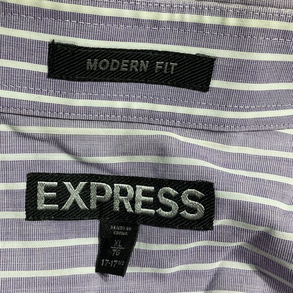 Express Purple Stripe Modern Fit XL Dress Shirt - Picture 7 of 8
